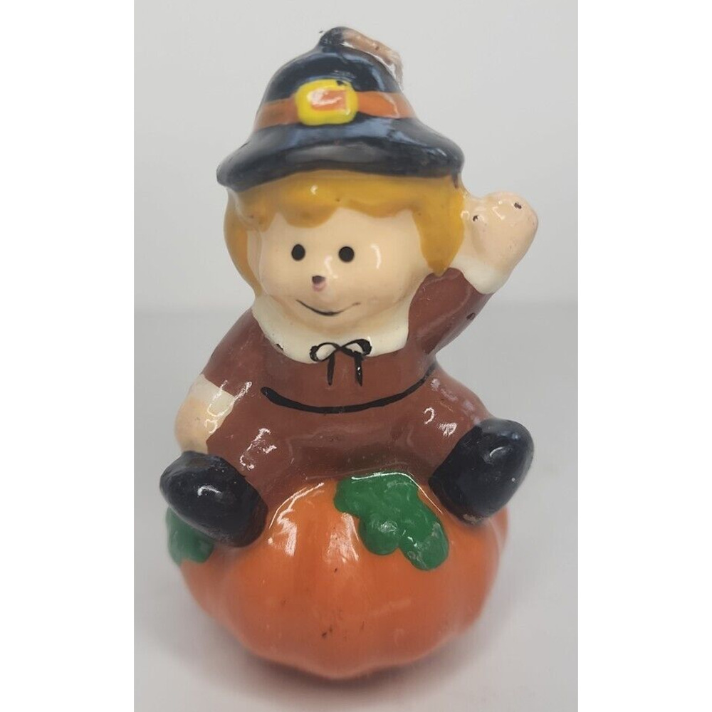 Vintage Thanksgiving‎ Pilgrim Pumpkin Candle 2.5" SKU H68